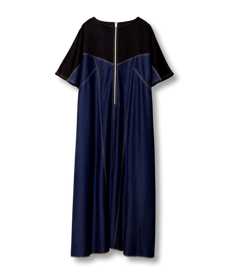  「テンセルデニム切替ワンピース」|ワンピース|