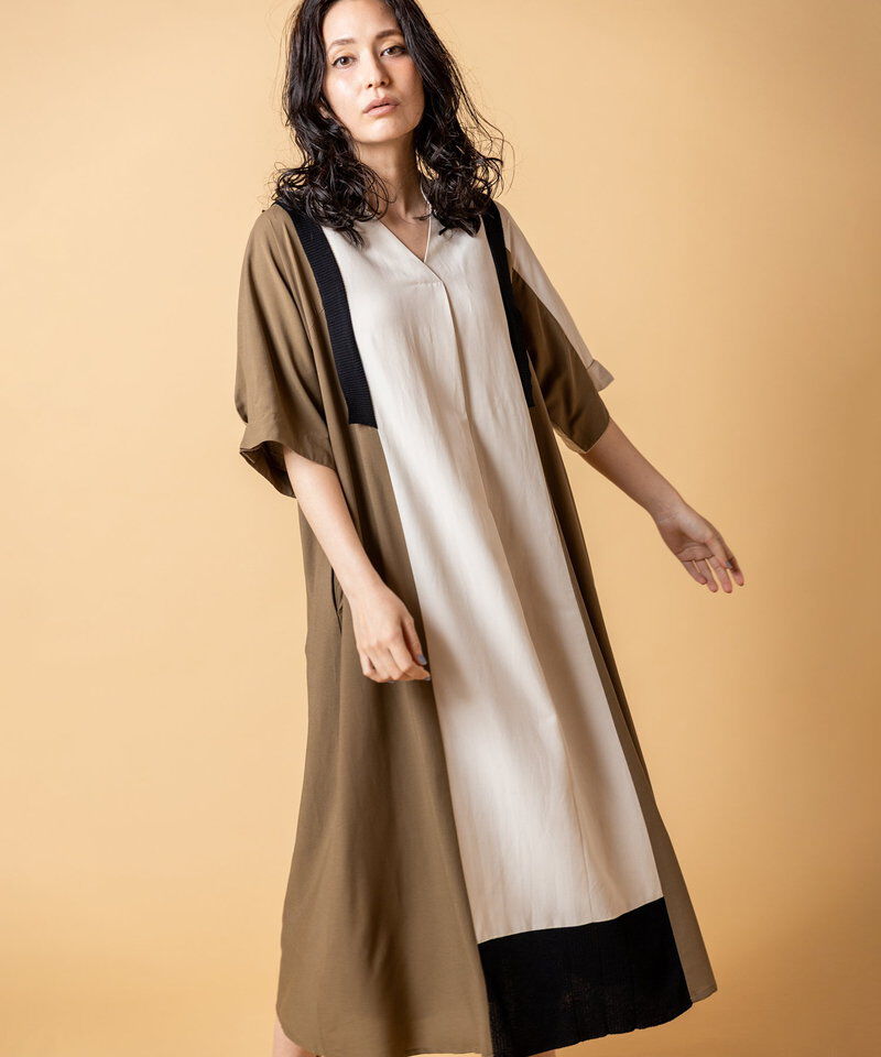  「バイカラータックワンピース」|ワンピース|