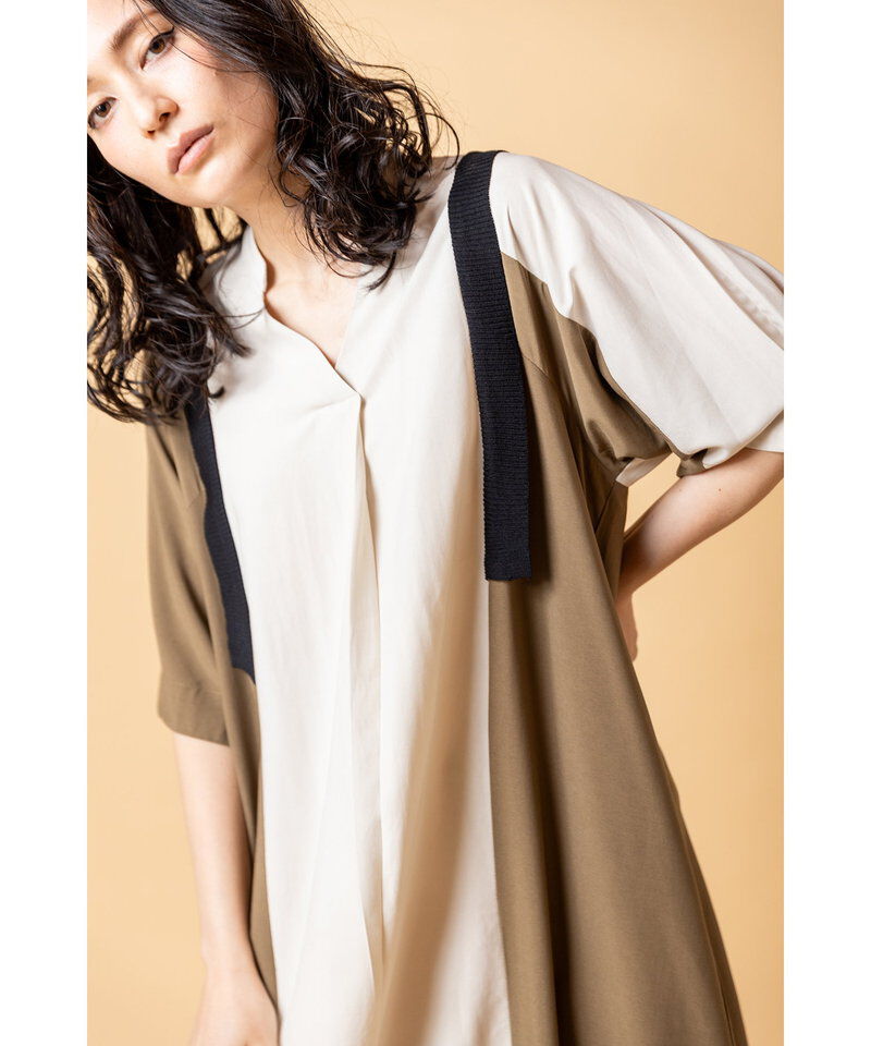  「バイカラータックワンピース」|ワンピース|