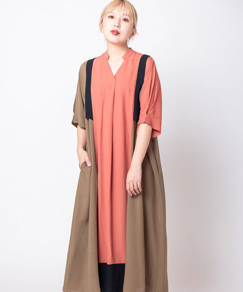  「バイカラータックワンピース」|ワンピース|PINK