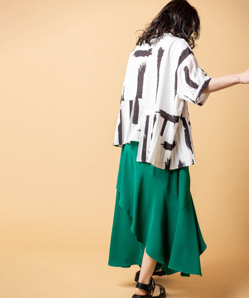  「アシンメトリー切替スカート」|スカート|