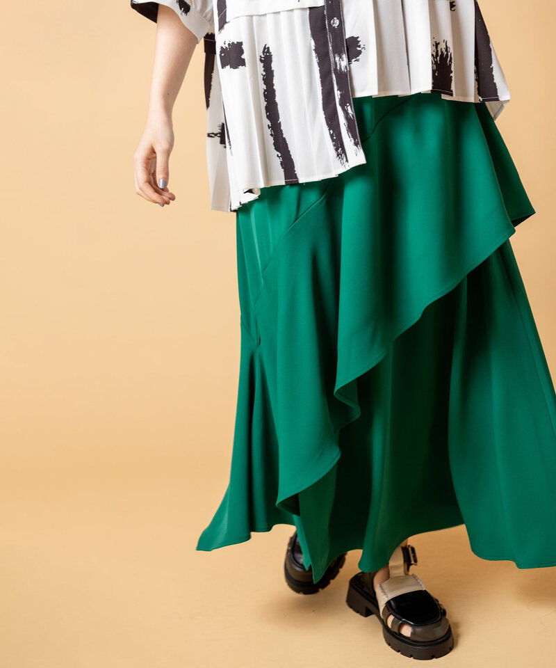  「アシンメトリー切替スカート」|スカート|