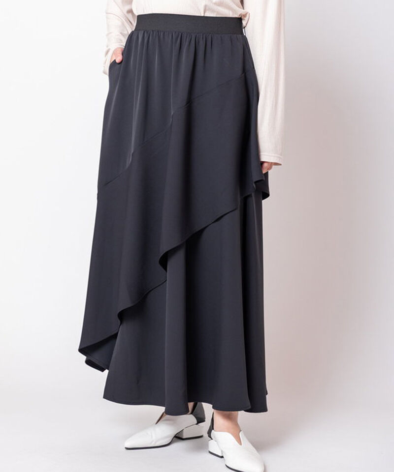  「アシンメトリー切替スカート」|スカート|BLACK