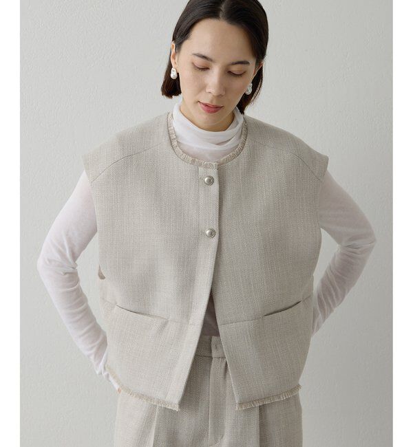 THE PAUSE「【THE PAUSE】ツイードショートジレ」|ベスト・ジレ|