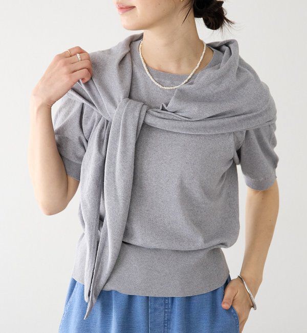  「予約【A・MONN(アモン)】HALF SLEEVE KNIT」|ニット・セーター|