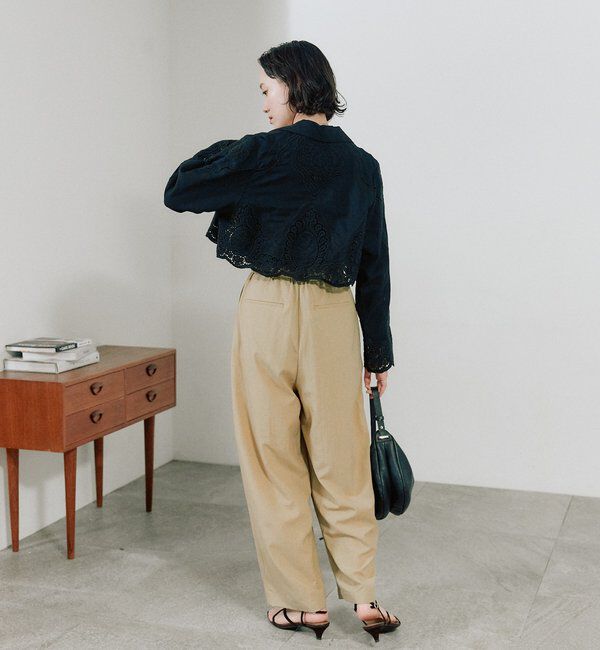  「予約【接触冷感/撥水/花粉ガード】ギャザーバレルパンツ」|チノ|