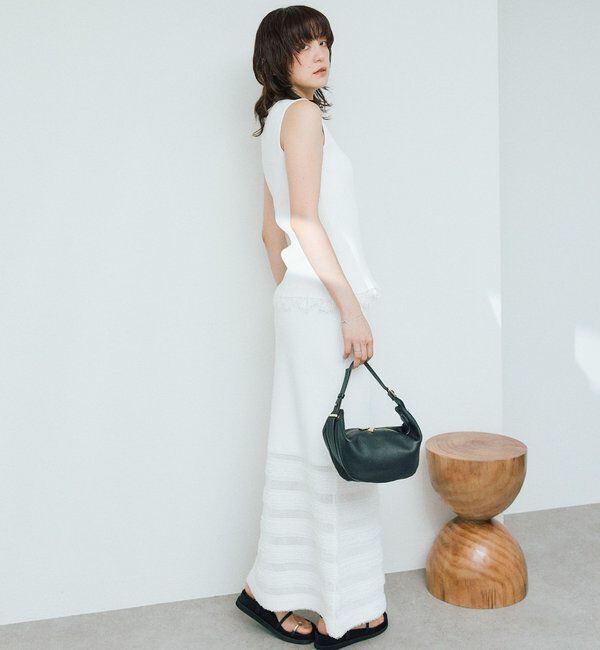  「予約【セットアップ対応可】フリンジボーダーニットスカート」|スカート|