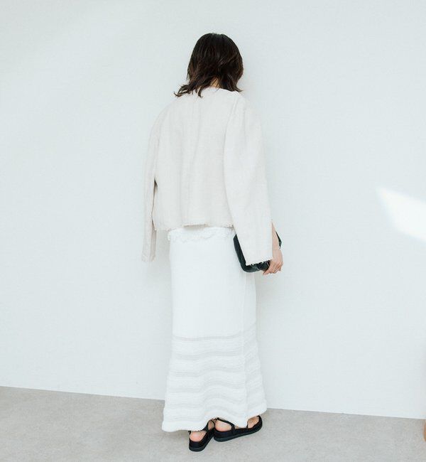  「予約【セットアップ対応可】フリンジボーダーニットスカート」|スカート|