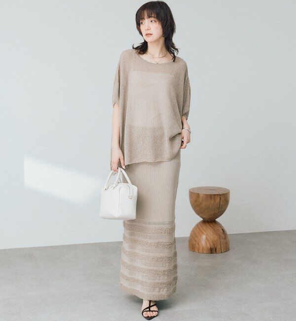  「予約【セットアップ対応可】フリンジボーダーニットスカート」|スカート|