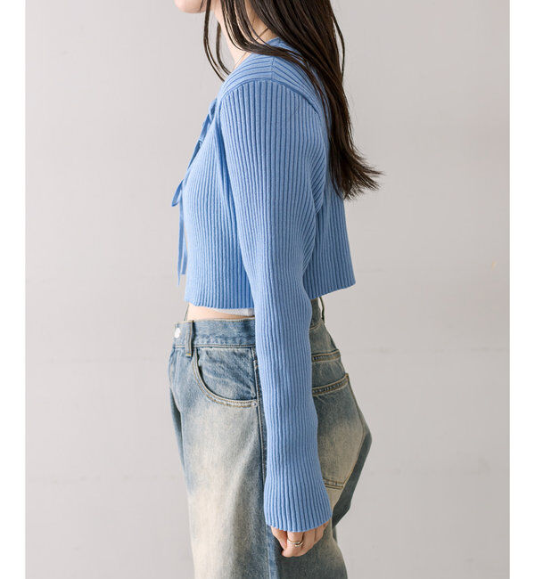  「【5色展開】ラメリボンカーディガン」|カーディガン|