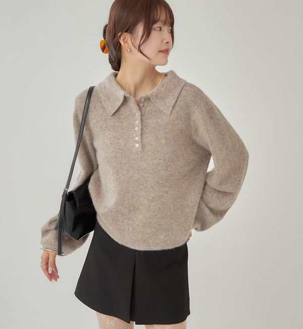  「襟付きロングスリーブニット」|ニット・セーター|
