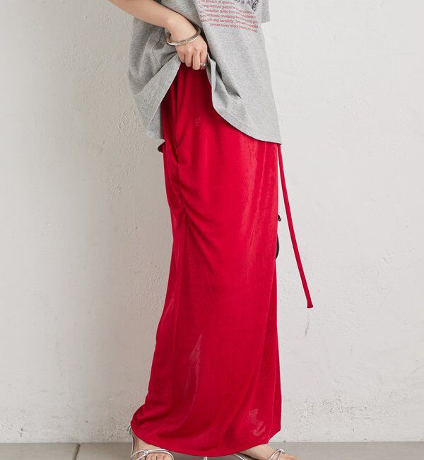  「マルチベルト付きカラーネットスカート」|スカート|レッド