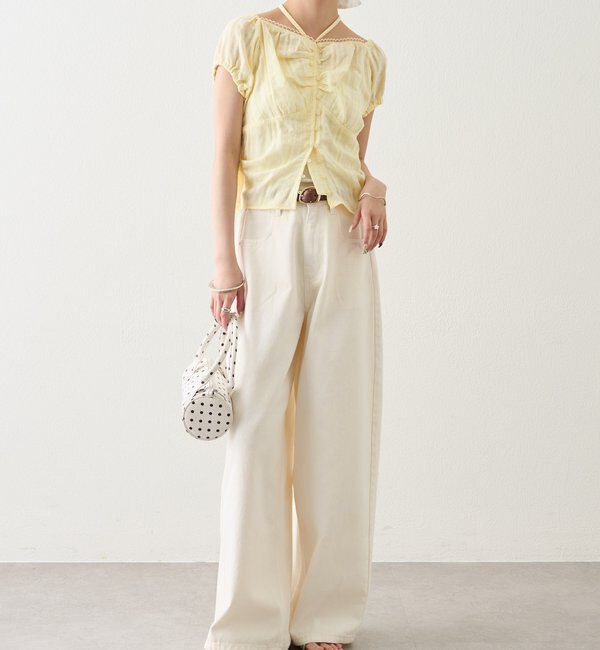  「ベルト付きカーブワイドデニム」|デニム|