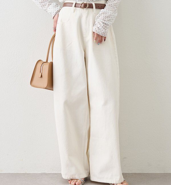  「ベルト付きカーブワイドデニム」|デニム|