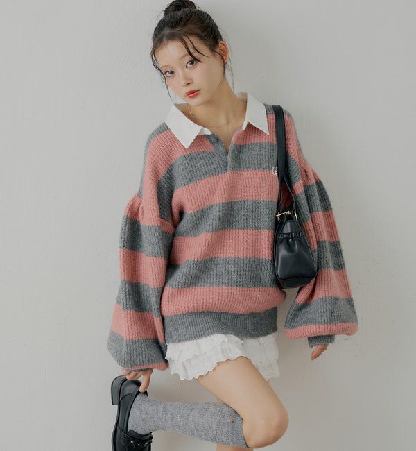 「ルーズボーダーラガーニット」|ニット・セーター|