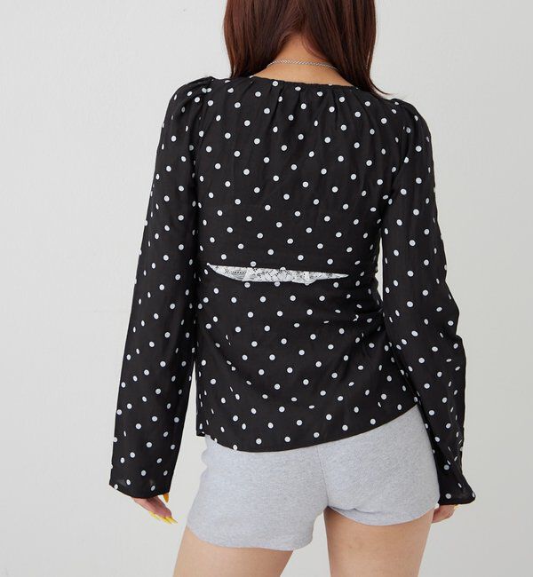  「ギャザーコイルブラウス(ドット柄)」|シャツ・ブラウス|