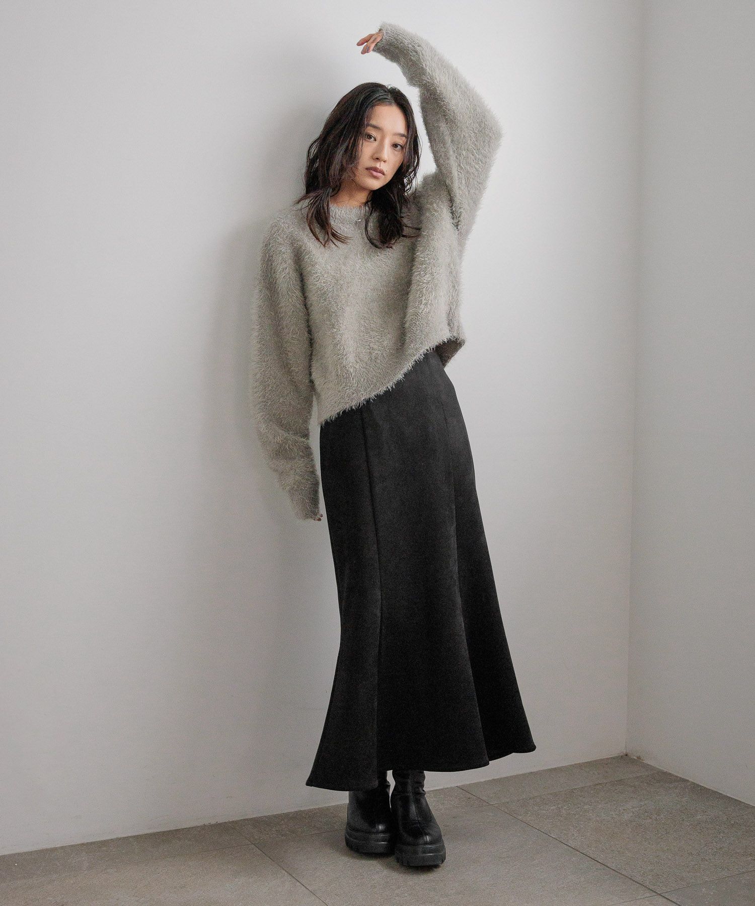 LOWRYS FARM「ウールライクマーメイドスカート」|スカート|BLKｽｴｰﾄﾞ