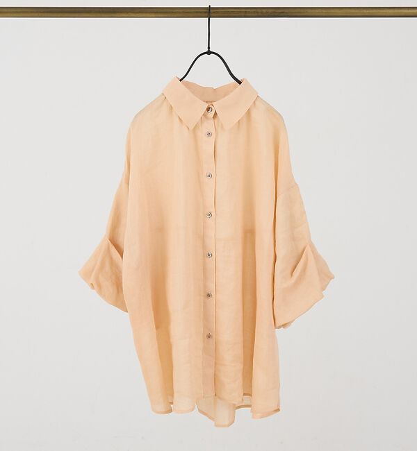 collex「ギャザー&タック半袖リネンブラウス【予約】」|シャツ・ブラウス|