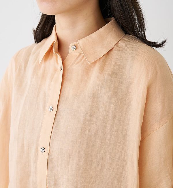 collex「ギャザー&タック半袖リネンブラウス【予約】」|シャツ・ブラウス|