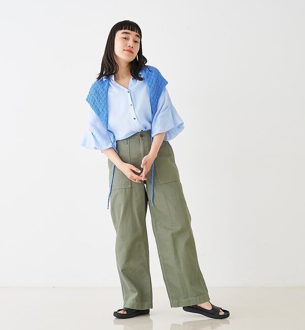 collex「ギャザー&タック半袖リネンブラウス【予約】」|シャツ・ブラウス|