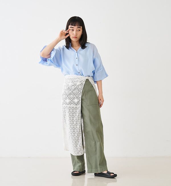 collex「ギャザー&タック半袖リネンブラウス【予約】」|シャツ・ブラウス|