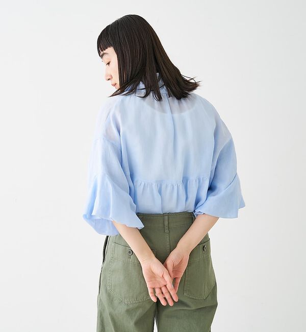 collex「ギャザー&タック半袖リネンブラウス【予約】」|シャツ・ブラウス|