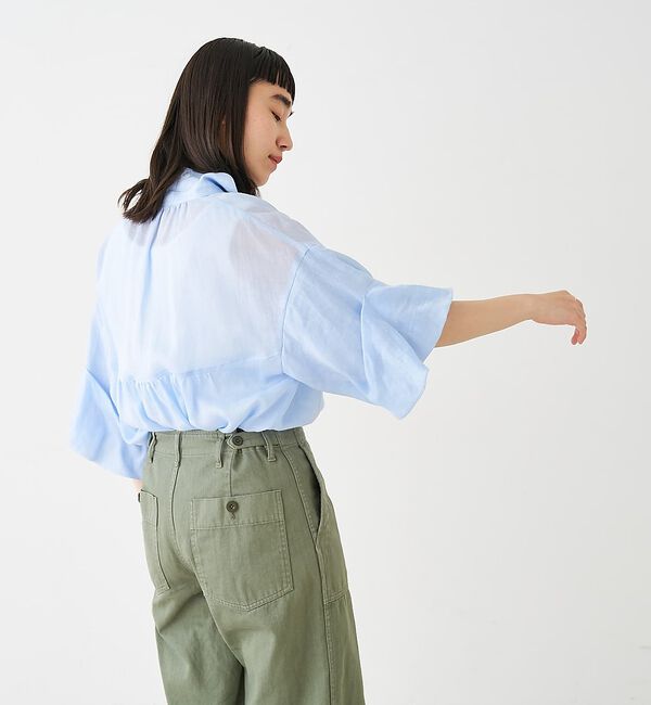 collex「ギャザー&タック半袖リネンブラウス【予約】」|シャツ・ブラウス|