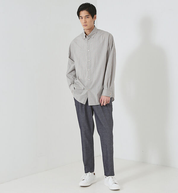 ABAHOUSE「【ミニチェック】スーピマ タイプライター ボタンダウンシャツ」|シャツ・ブラウス|