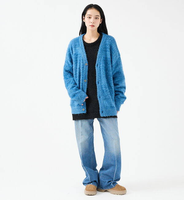 ABAHOUSE「【Revo.レボ】 モヘアライク ニット カーディガン/ルーズフィット /ユニセ」|カーディガン|