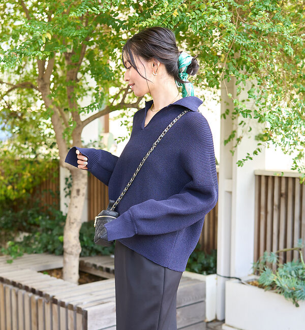 Rouge vif「衿付片畦ニットプルオーバー」|ニット・セーター|