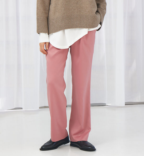 qualite「サテンストレートイージーパンツ」|その他|ピンク
