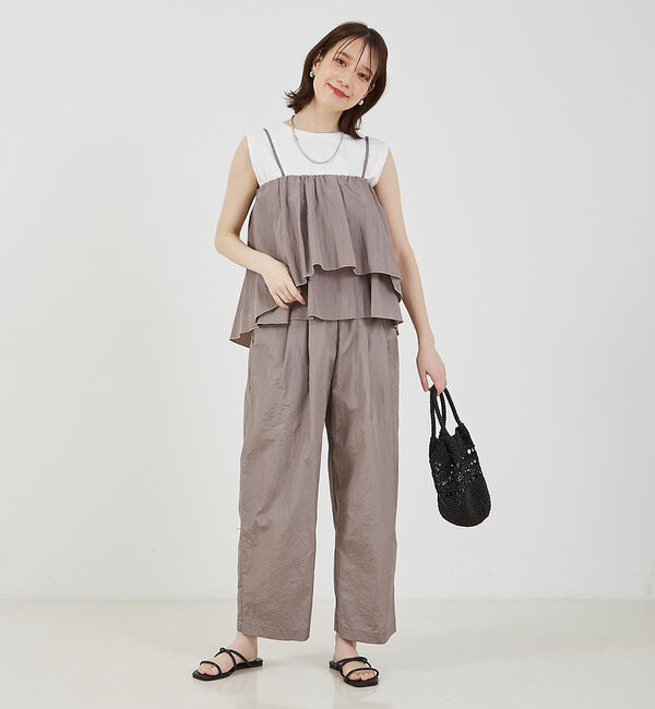 abahouse mavie「シャイニータフタワイドテーパードパンツ」|その他|