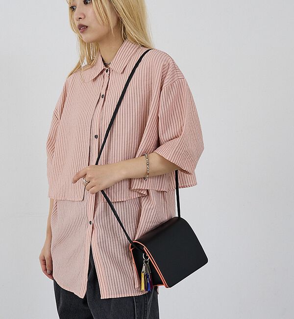 NOMINE「【cheek】Line mini shoulder カラーライン ショルダーバッ」|ショルダー・メッセンジャー|