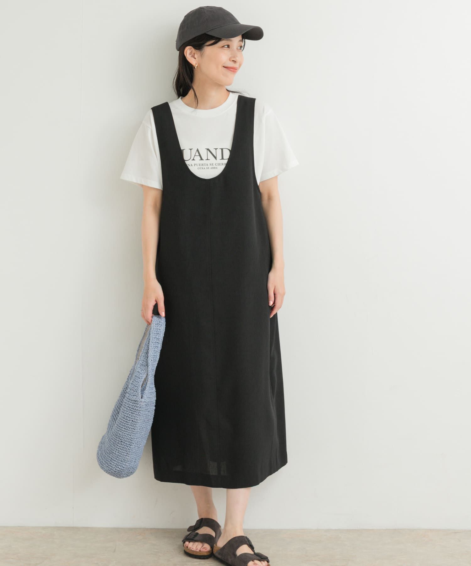 URBAN RESEARCH DOORS「ドライタッチUネックジャンパースカート」|ワンピース|