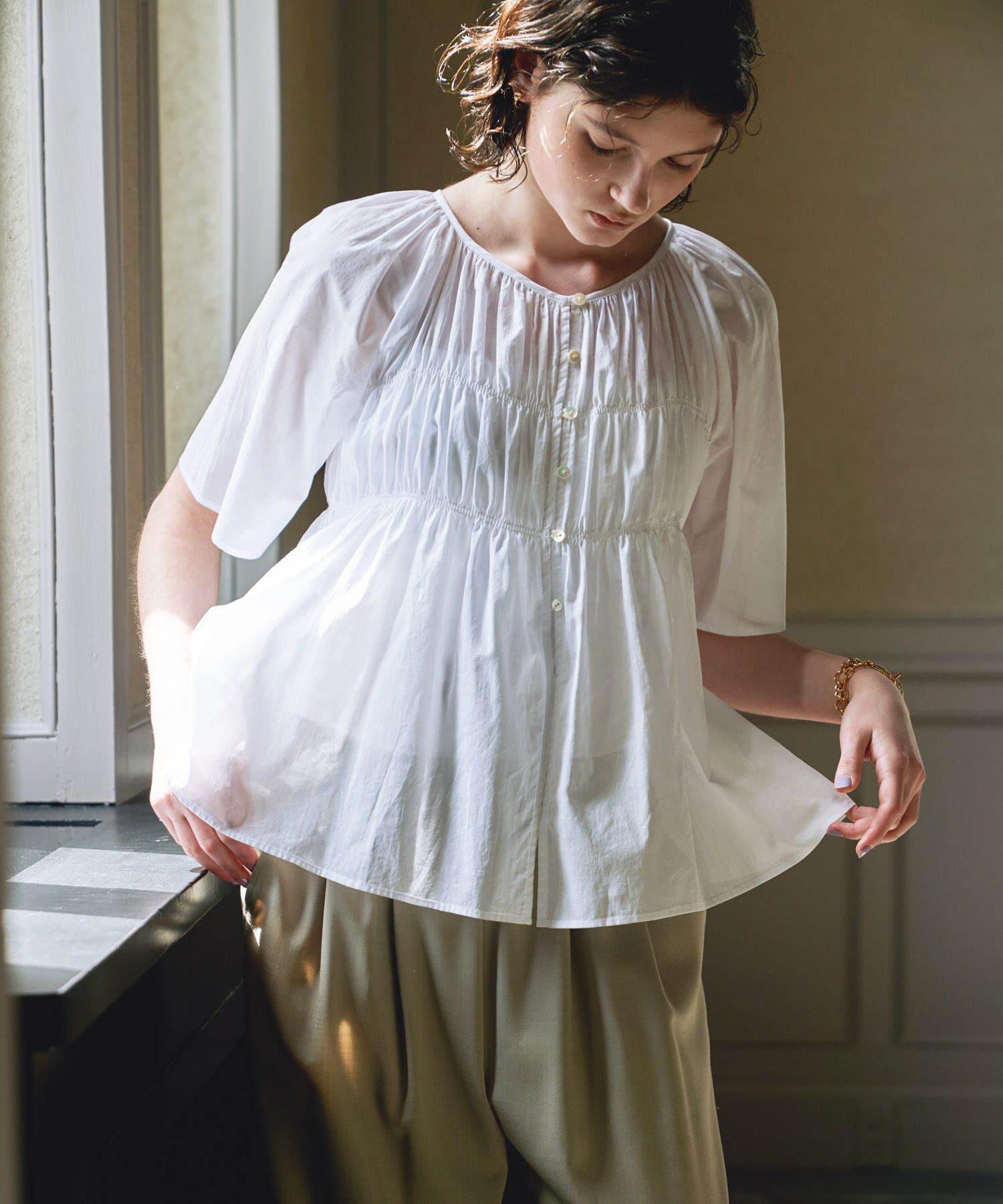 URBAN RESEARCH「コットンボイルシャーリングブラウス」|シャツ・ブラウス|