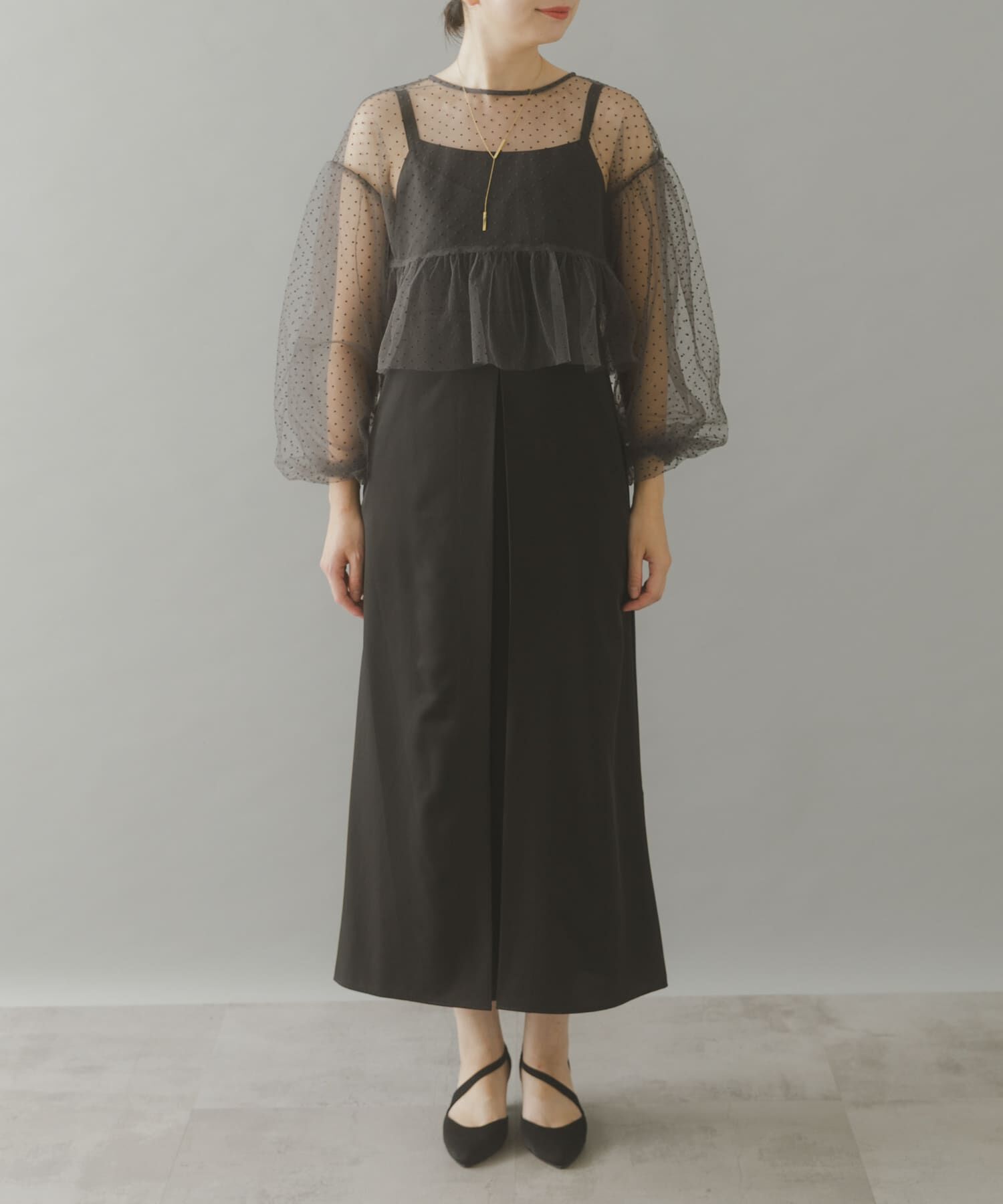 URBAN RESEARCH ROSSO「ドットチュールブラウスSETドレス」|ワンピース|