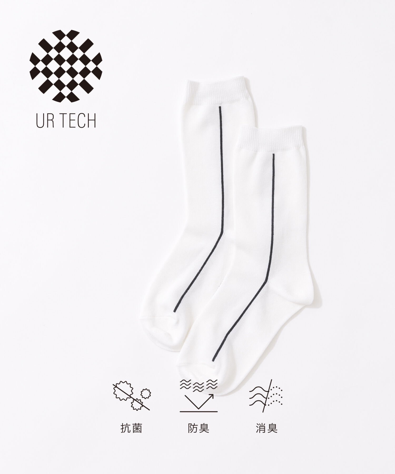 URBAN RESEARCH「『URTECH』サイドラインソックス」|ソックス|オフホワイト