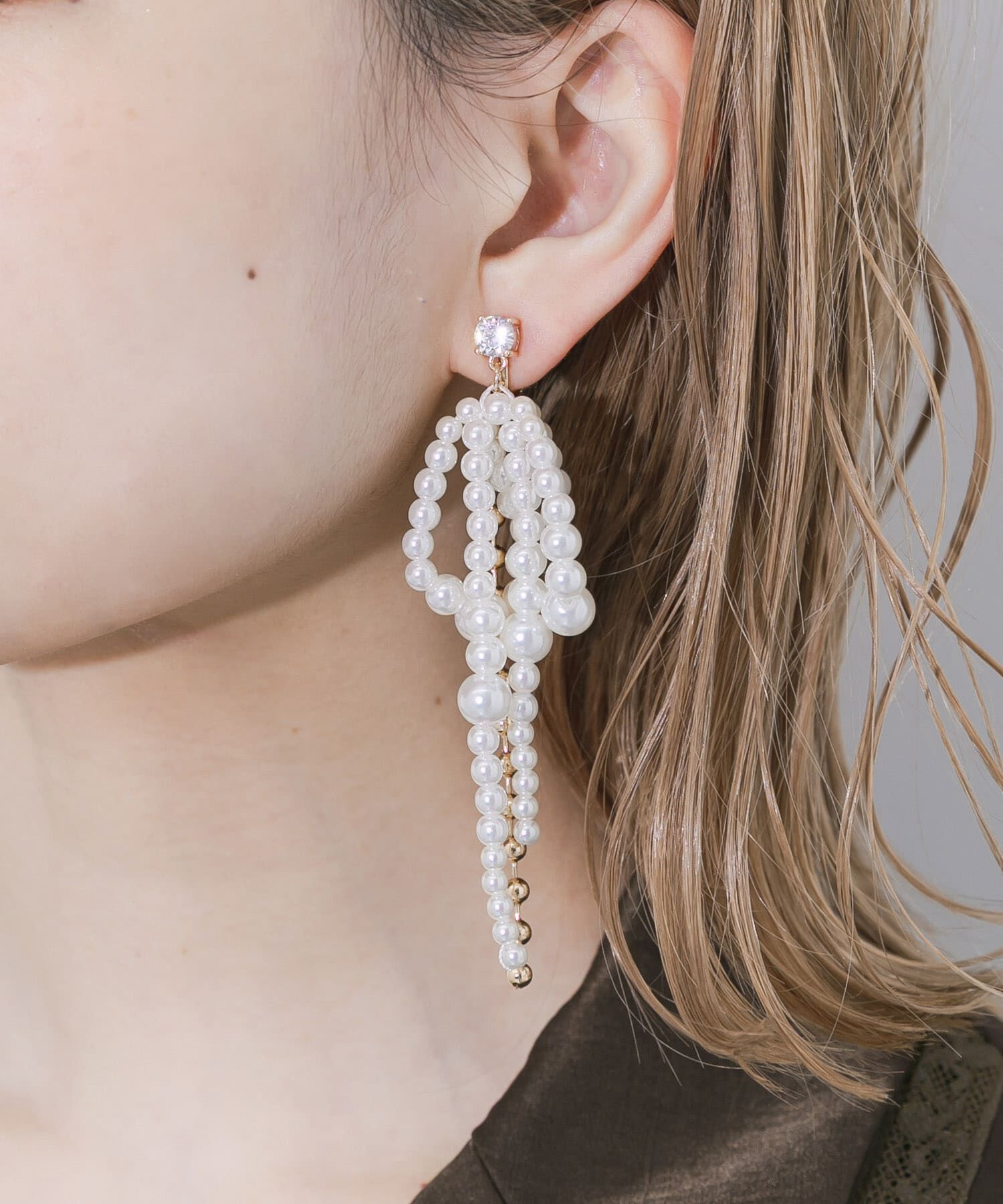 SMELLY「ビッグリボンパールイヤリング」|イヤリング|