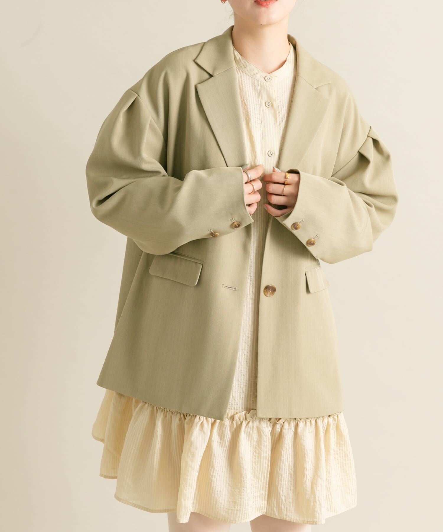  「ショルダータックBIGジャケット」|その他|カーキ