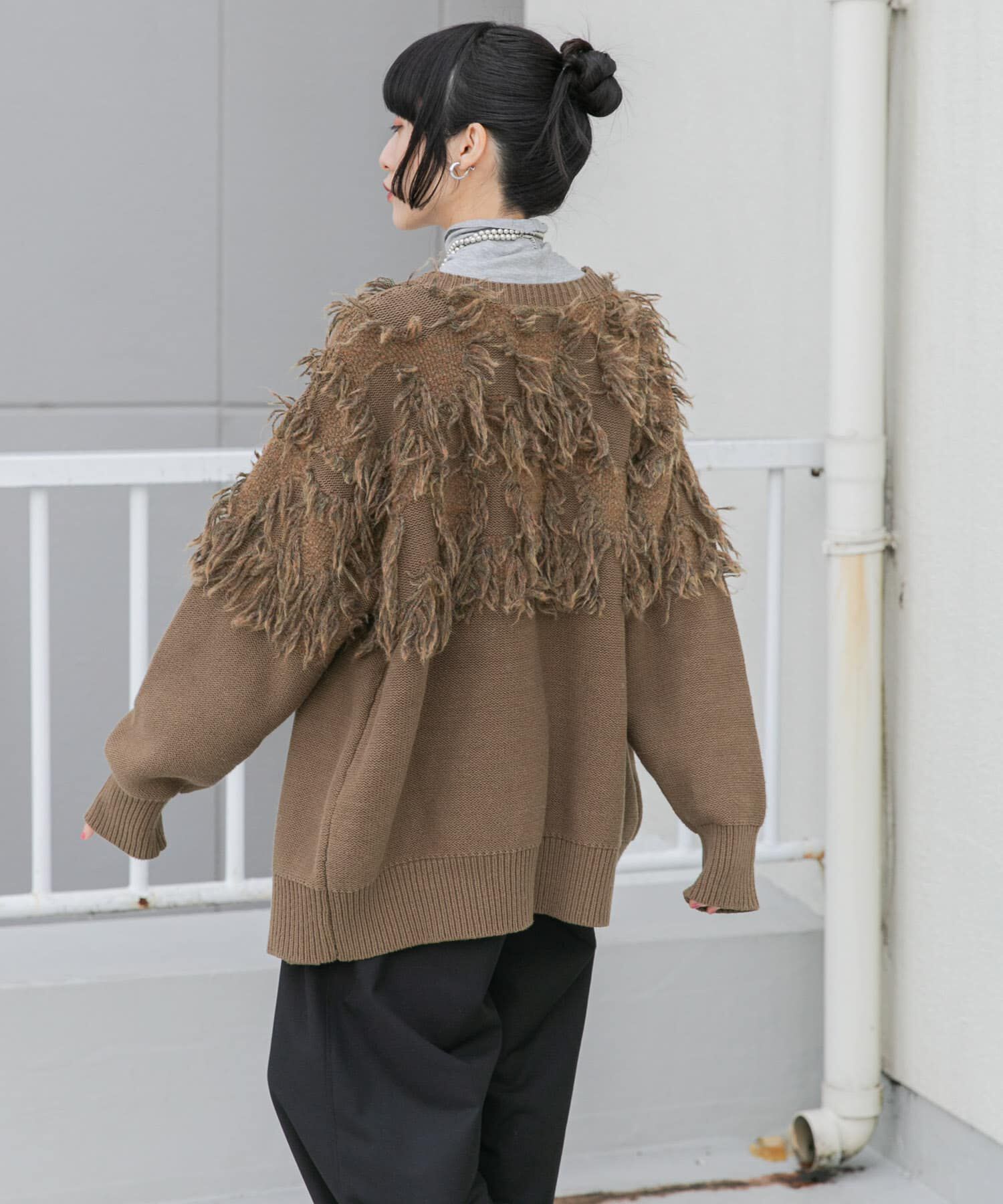  「ジャガードフリンジカーディガン」|カーディガン|