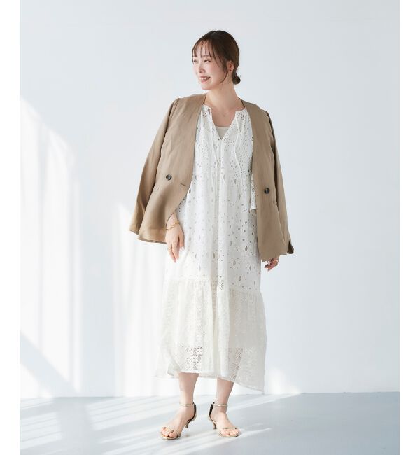 le.coeur blanc「《手洗い可能》Fanaka ミックスレースワンピース」|ワンピース|