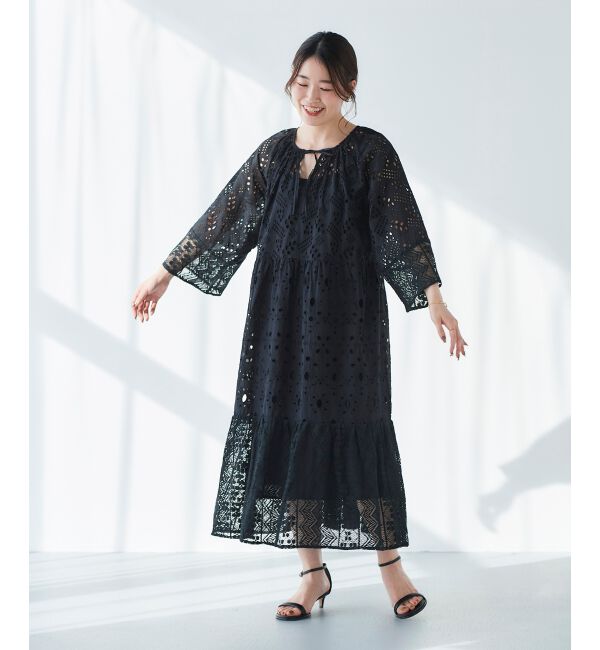 le.coeur blanc「《手洗い可能》Fanaka ミックスレースワンピース」|ワンピース|