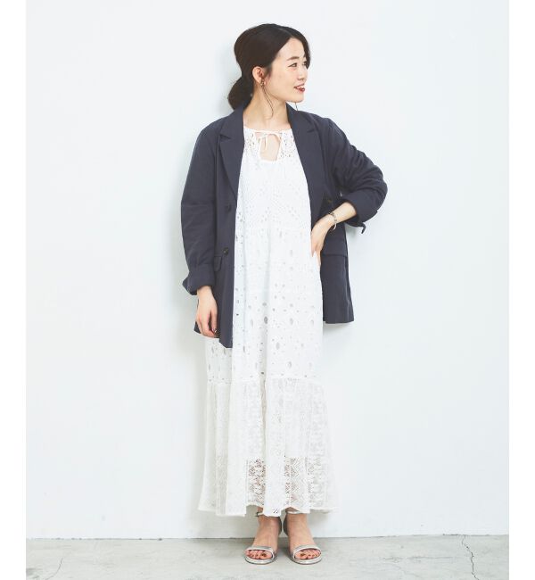 le.coeur blanc「《手洗い可能》Fanaka ミックスレースワンピース」|ワンピース|