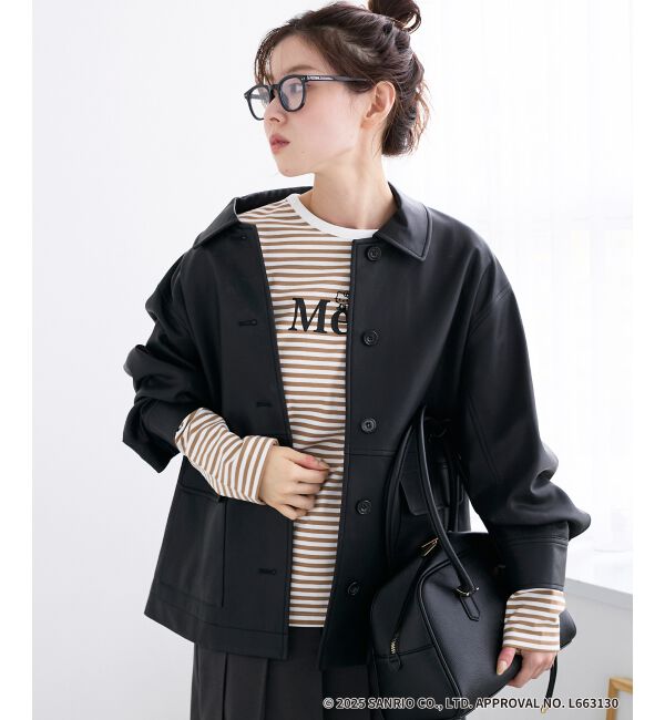  「【HELLO KITTY】Merci刺繍ボーダーロンT」|Tシャツ・カットソー|