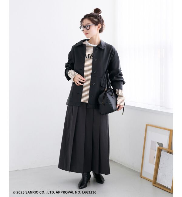  「【HELLO KITTY】Merci刺繍ボーダーロンT」|Tシャツ・カットソー|