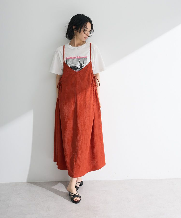 Green Parks「表面感脇リボンキャミワンピース」|ワンピース|Red