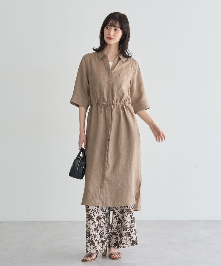 YECCA VECCA「フレンチリネンドロストワンピース」|ワンピース|