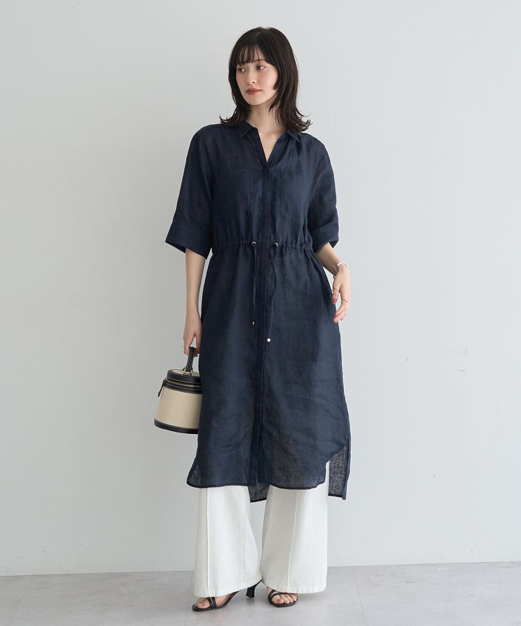 YECCA VECCA「フレンチリネンドロストワンピース」|ワンピース|