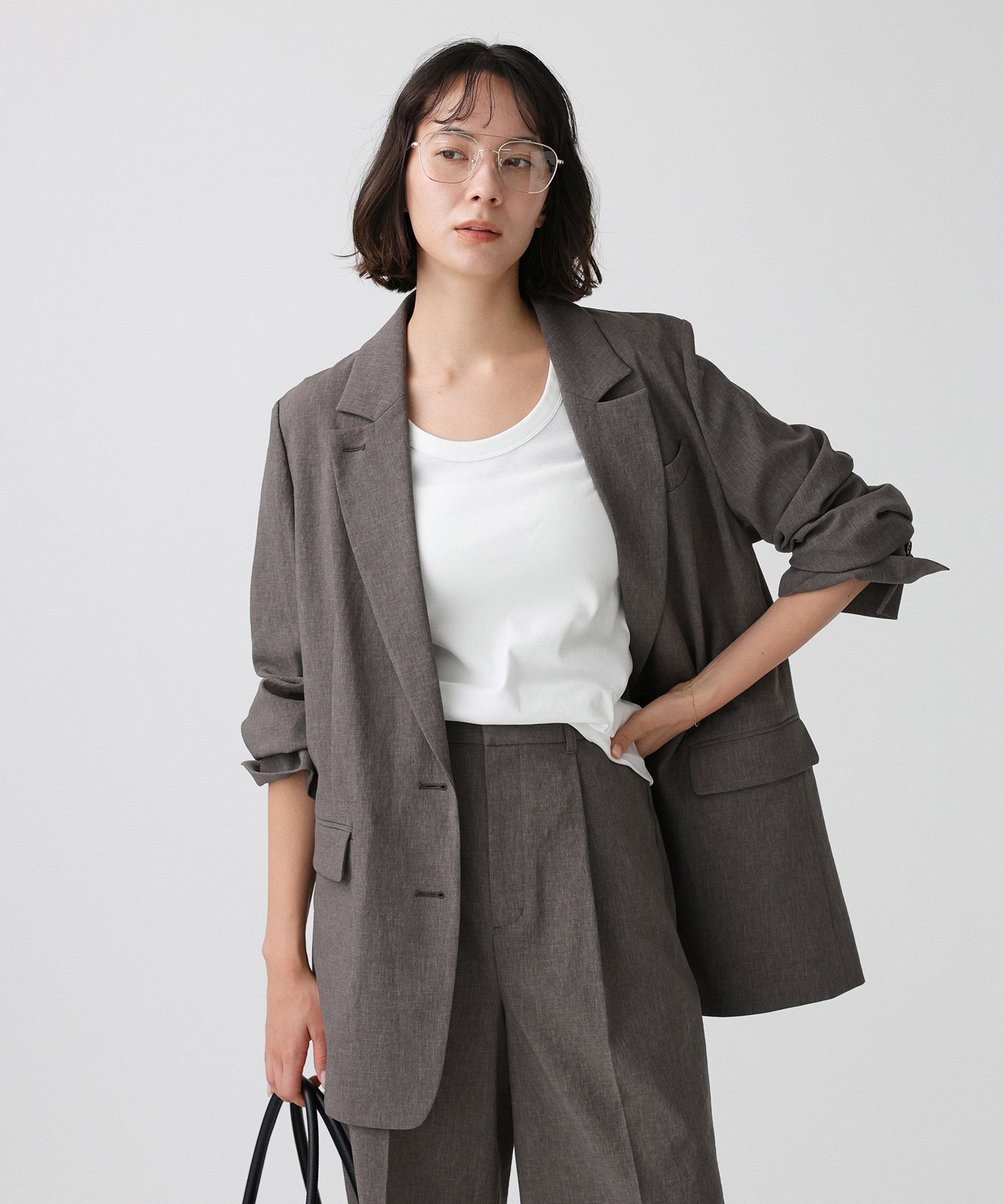 BABYLONE「リネンライクシャンタンクロスジャケット」|テーラードジャケット|