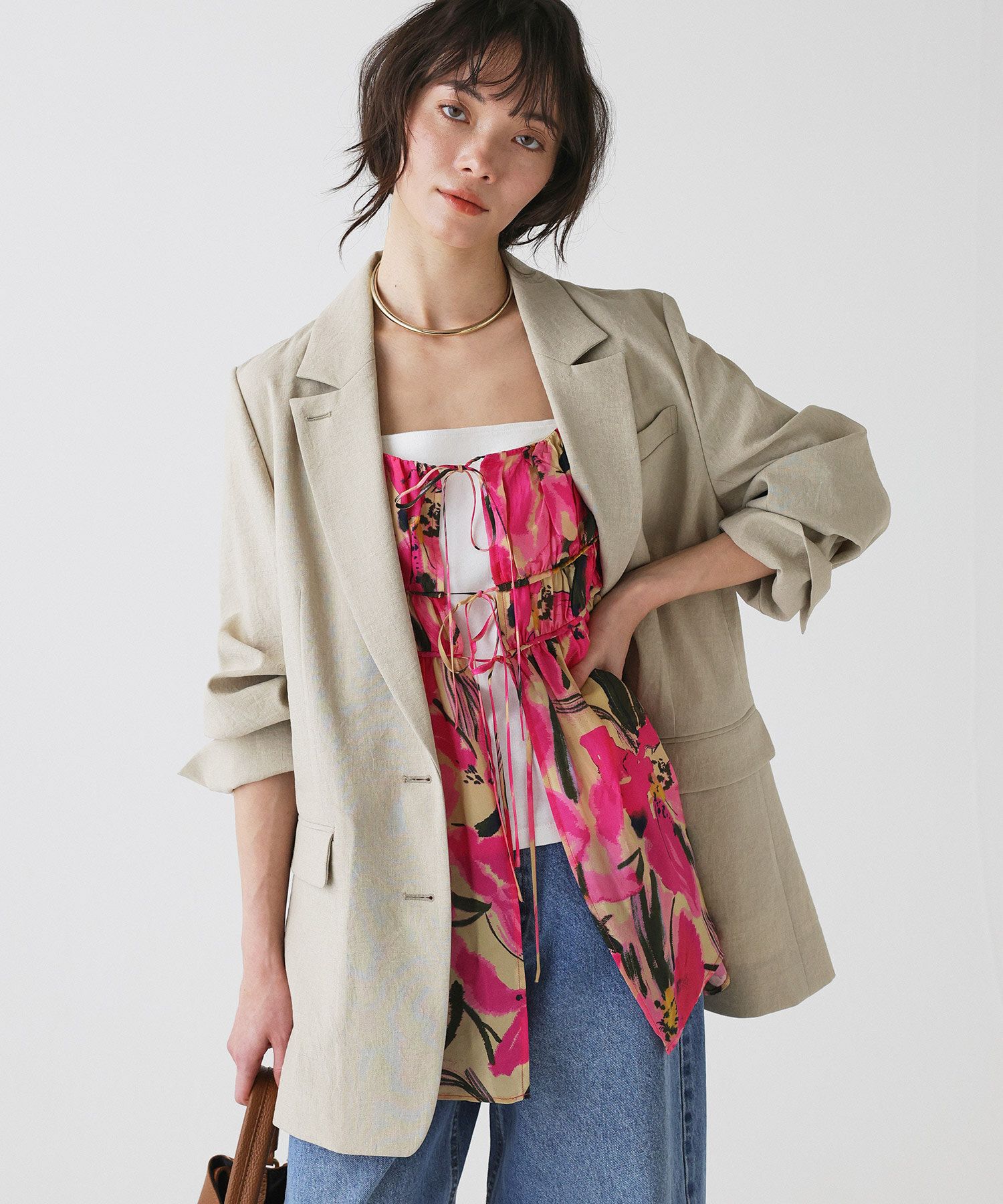 BABYLONE「リネンライクシャンタンクロスジャケット」|テーラードジャケット|ﾍﾞｰｼﾞｭ